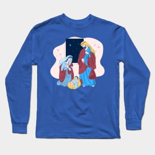 Nativity Scene Illustration Long Sleeve T-Shirt